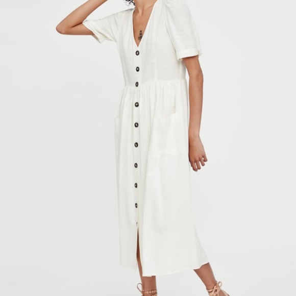 Zara Dresses & Skirts - White flowing midi Zara dress
